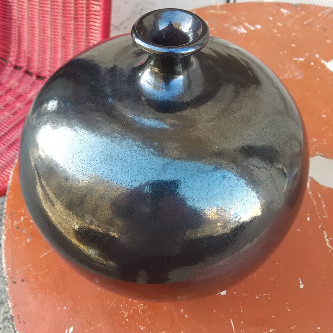 Black ceramic vase circa 1950