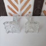 Pair of glass candlesticks