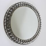 Backlit circular wall mirror Bakalowits Vienna with large crystals, Austria, 1950s