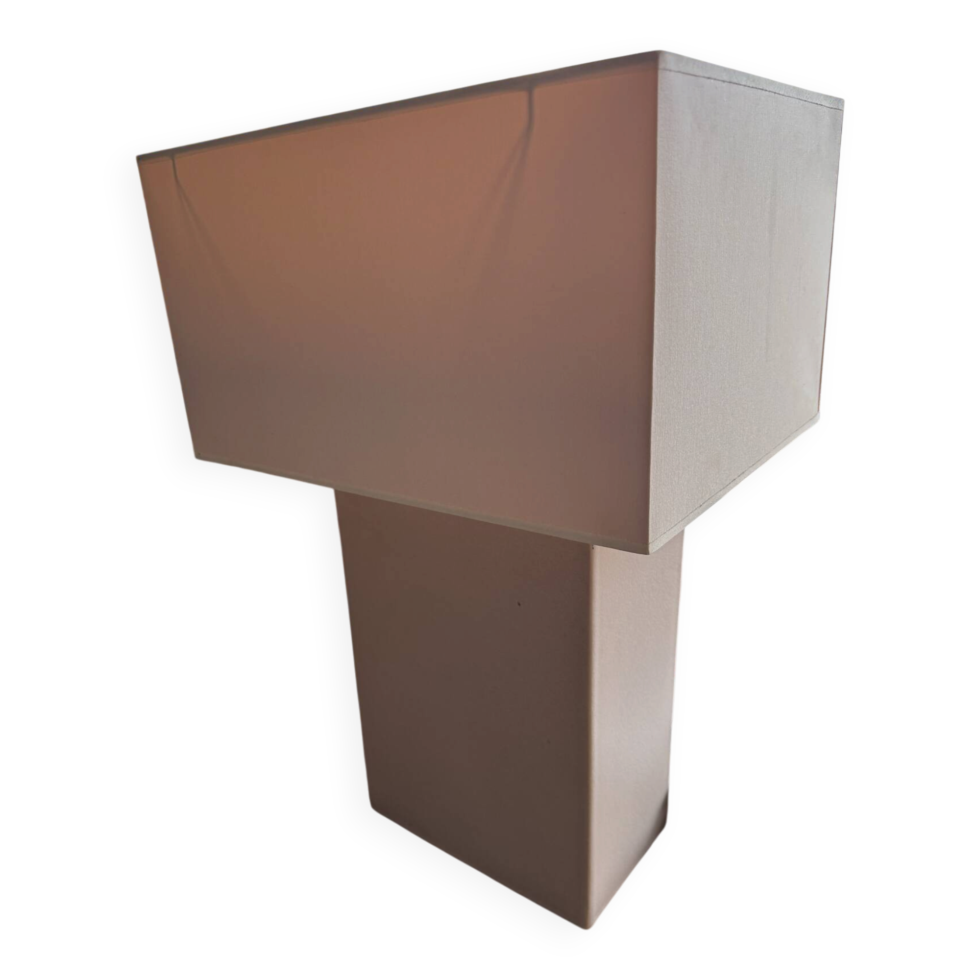 Lampe de Charolles signée + Abat‑jour rectangulaire en tissu be