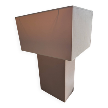 Charolles lamp signed + Rectangular fabric lampshade in beige