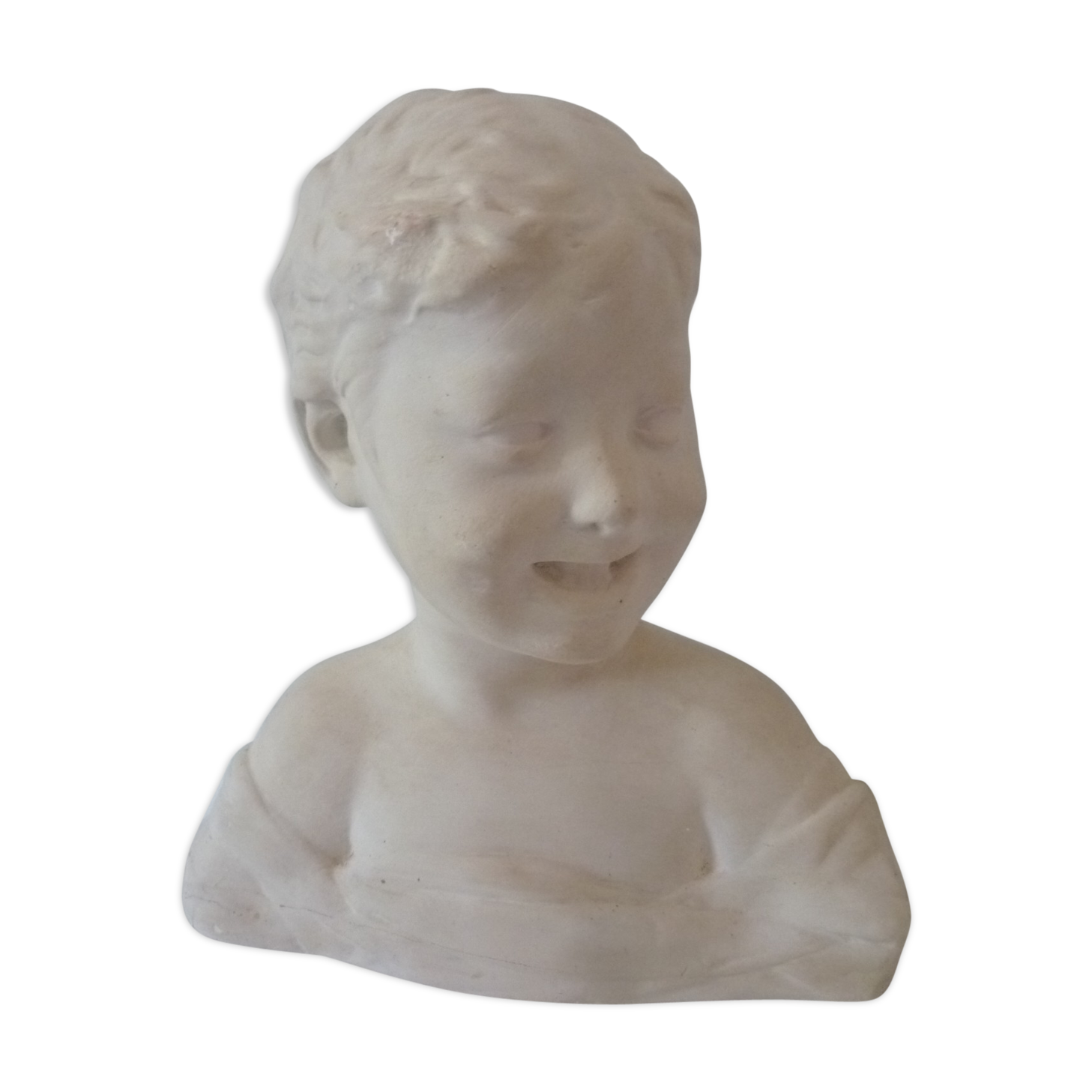 Bust young boy in plaster
