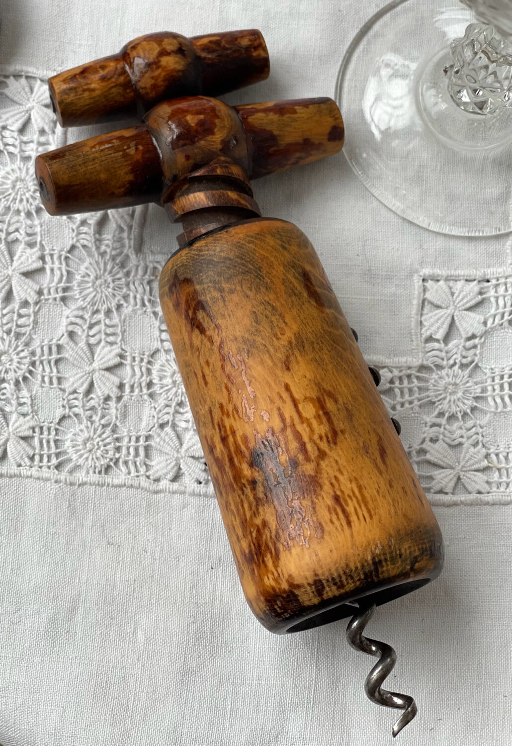 Old wooden corkscrew