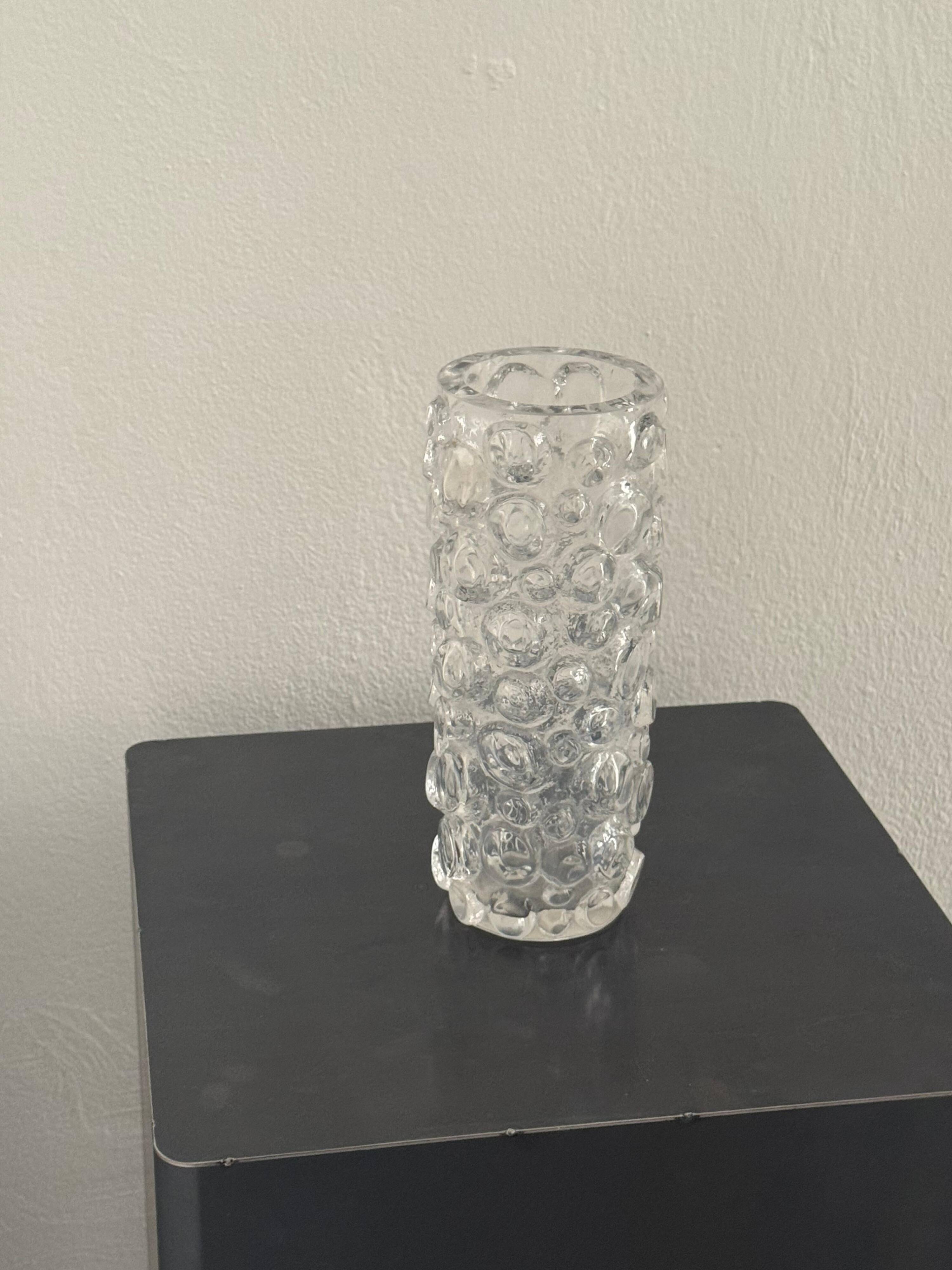 Clear decorative Vase sculpture with spikes, glass vase