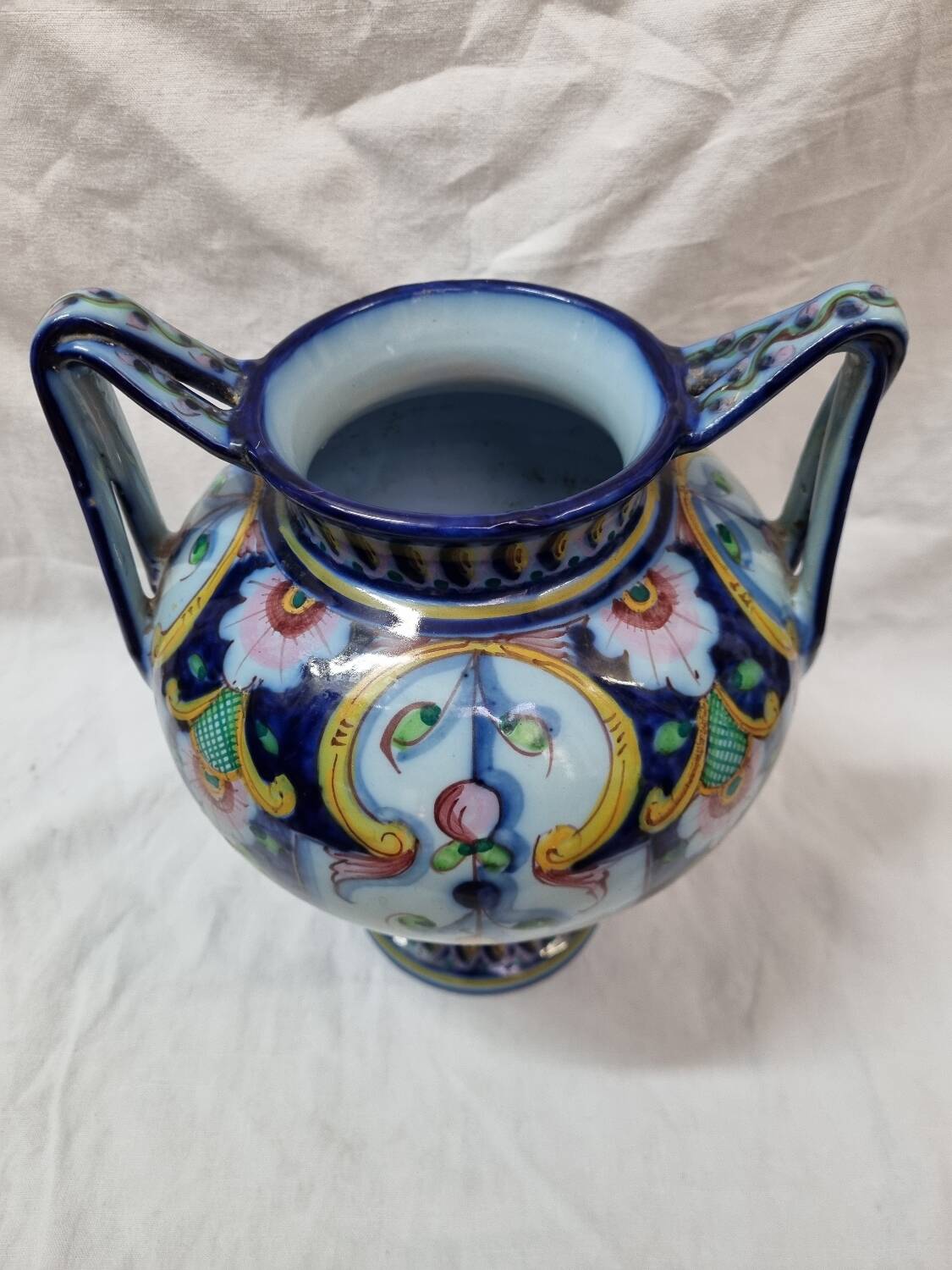 Alcobaça vase with handles, Portugal pottery
