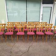 Set of 20 vintage wooden bistro chairs with cushions, year 7