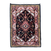 Tapis vintage indien Indo-Mahal fait main en laine – 61 x 88 cm – 1970s