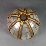 Flower hanging lamp in mother-of-pearl capiz and wicker