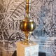 Pied de lampe travertin et laiton