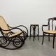 Chaise de bureau Thonet avec assise en rotin