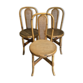 Chaises rotin et bambou vintage