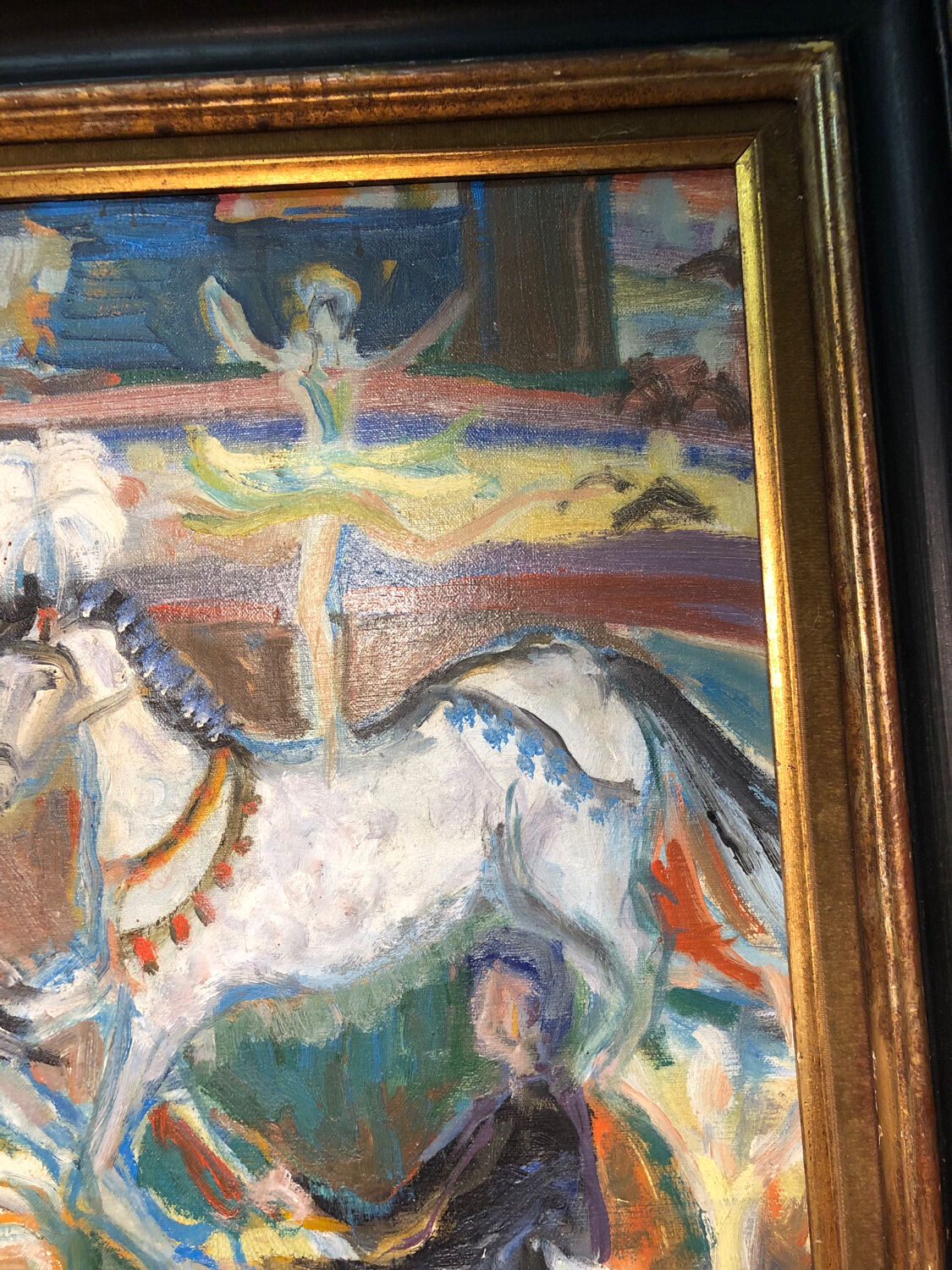 Painting Oil on Canvas Fauvism Circus Horse Dancer Circa 1960