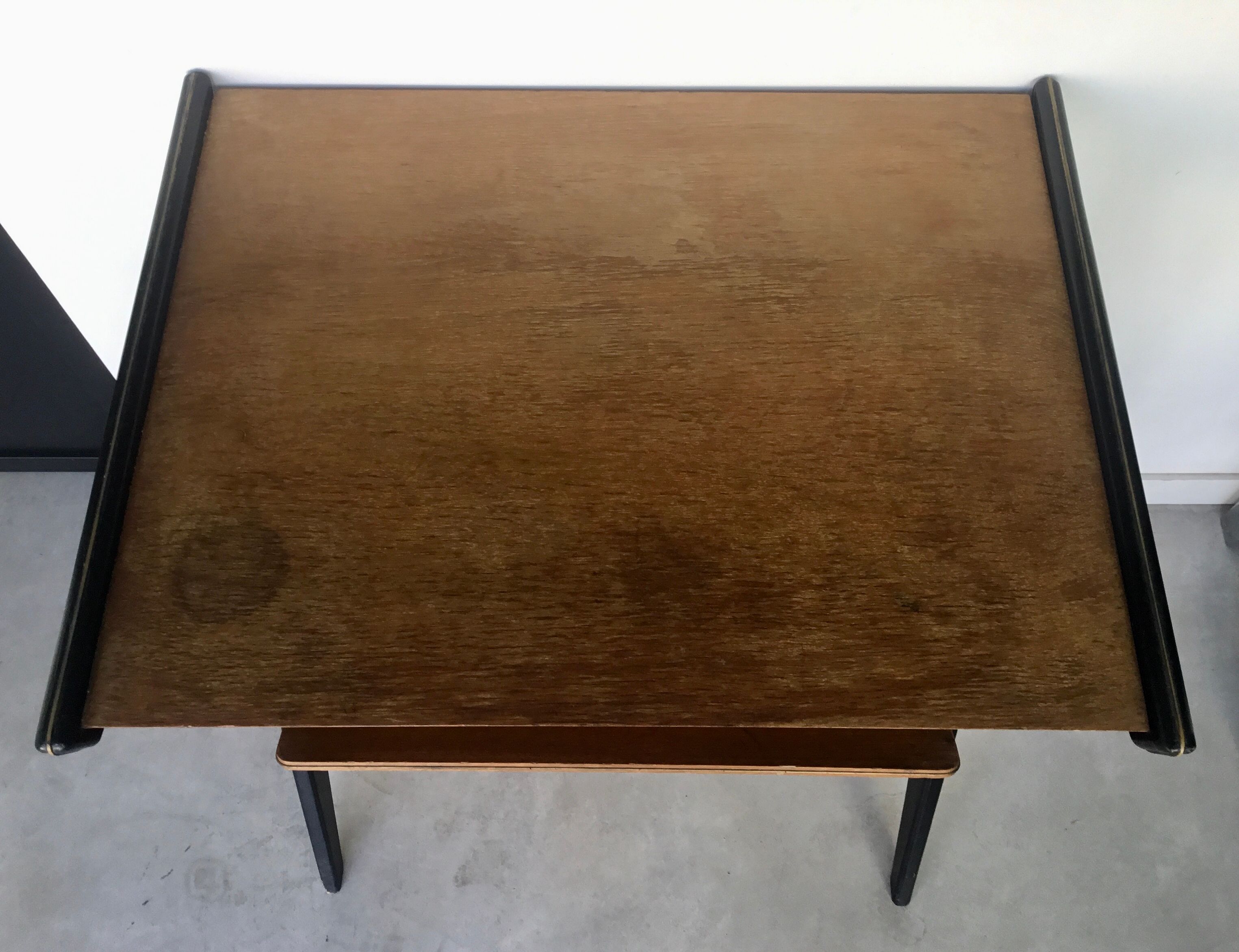 Console ou desserte noire et bois - design italien 1950