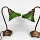 Pair of Unique 1920's Enamel & Cast Iron Desk Lamps, Czechoslovakia