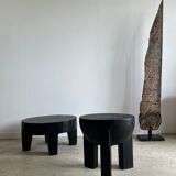 Monoxyl sofa end in black mango tree tripod half-sphere tray h:45 d:44