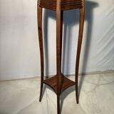 Vintage dark wood side table with curved base