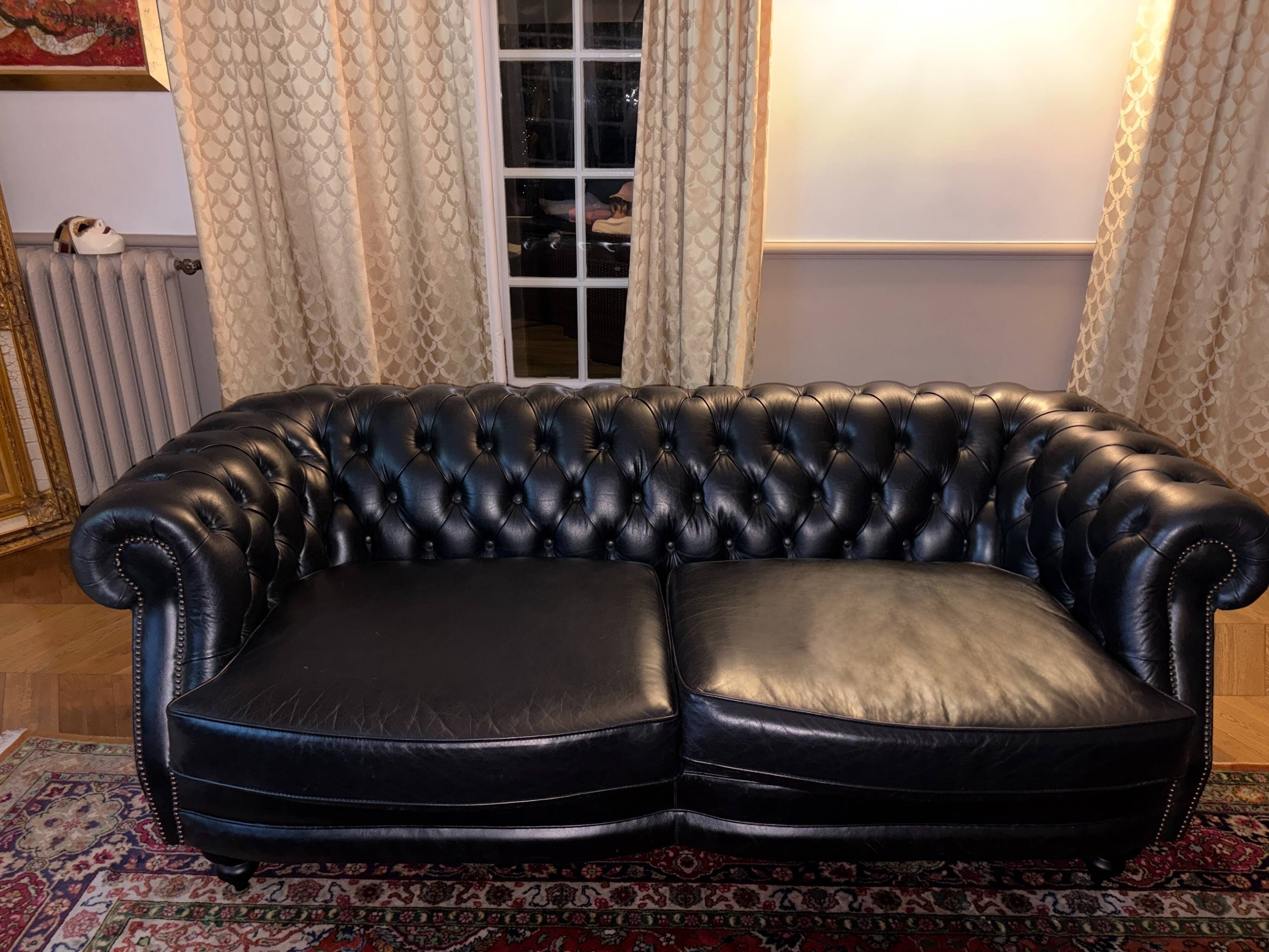 Chesterfield sofa Sebastian - Fleming & Howland - black leather