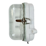 Industrial White Porcelain Wall Light with Ribbed Glass, 1970s