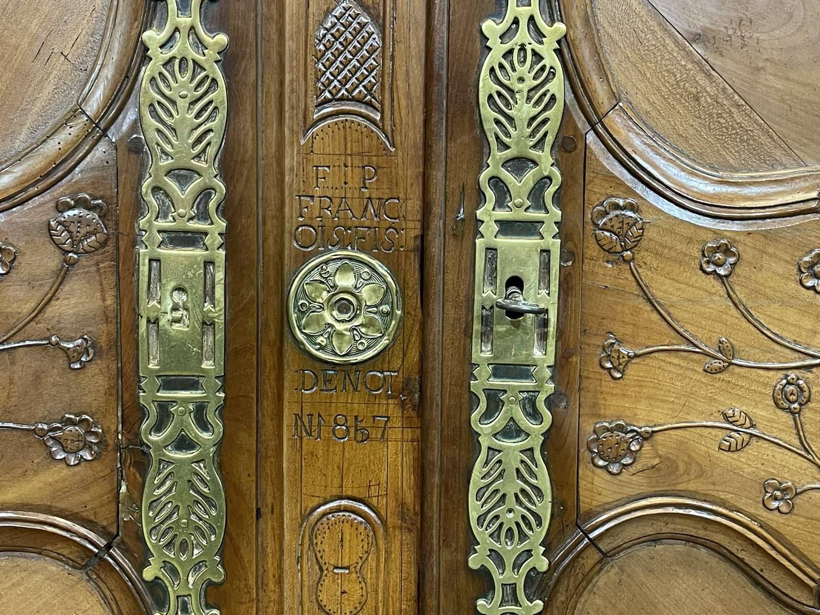 Wedding armoire from Rennes dated 1857 and signed François fils Denot.