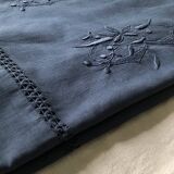 Drap Ancien En Lin Et Coton Bleu Nocturne