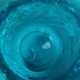 Blue cracked glass pitcher