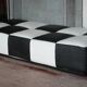 Roche Bobois black and white checkered leather bench, low bench.