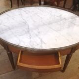 Oval hot water table in cherry and marble
