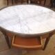 Oval hot water table in cherry and marble
