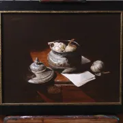 Still life with pewter pot and garlic – Marjolein van den Berg, c. 2011