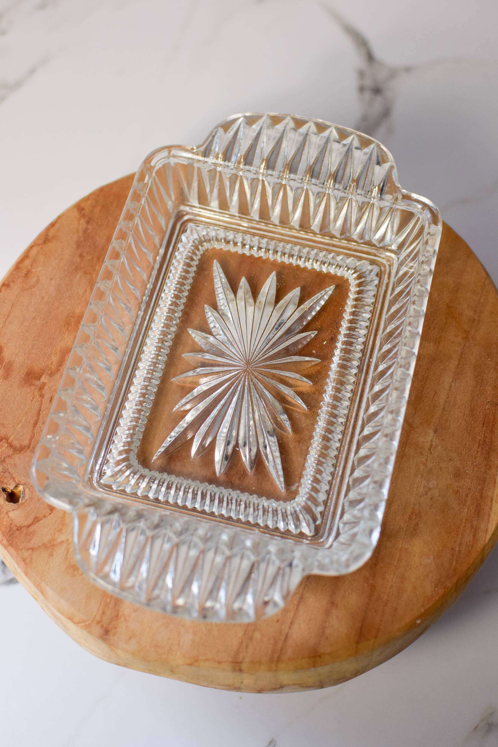 Vintage molded glass butter maker