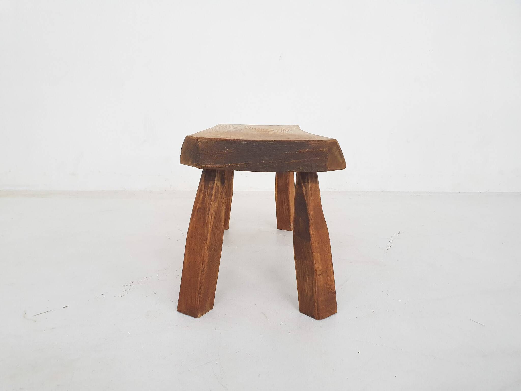 Solid oak side table, The Netherlands 1970's