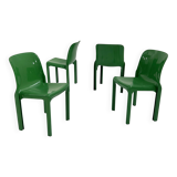 Set of 4 green Selene chairs by Vico Magistretti for Artemide, 1970
