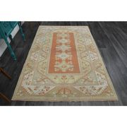 1970s Vintage Turkish Handmade Wool & Cotton Orange Area Rug 159x246