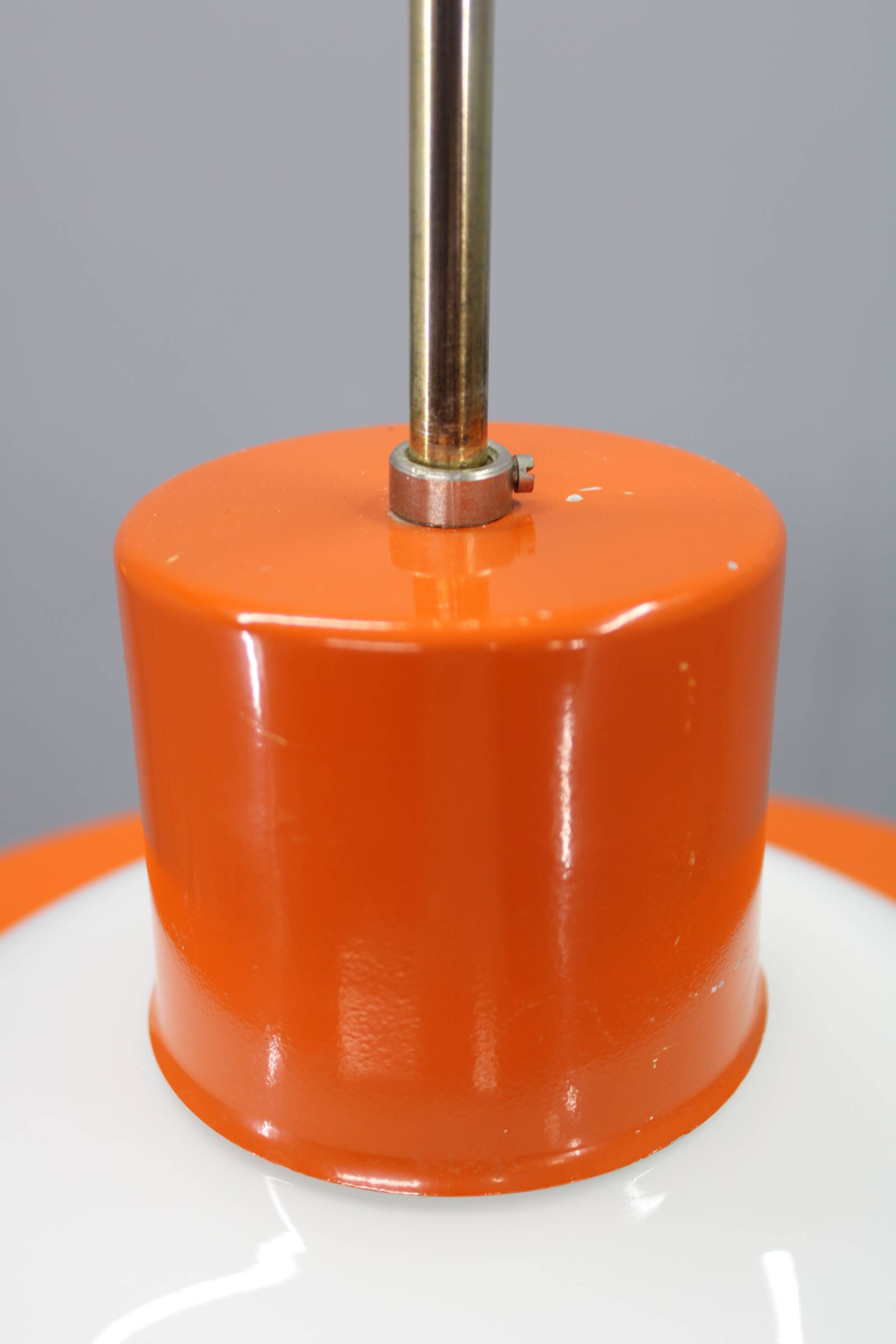 1970s Czechoslovak mid-century orange opaline glass pendant lamp