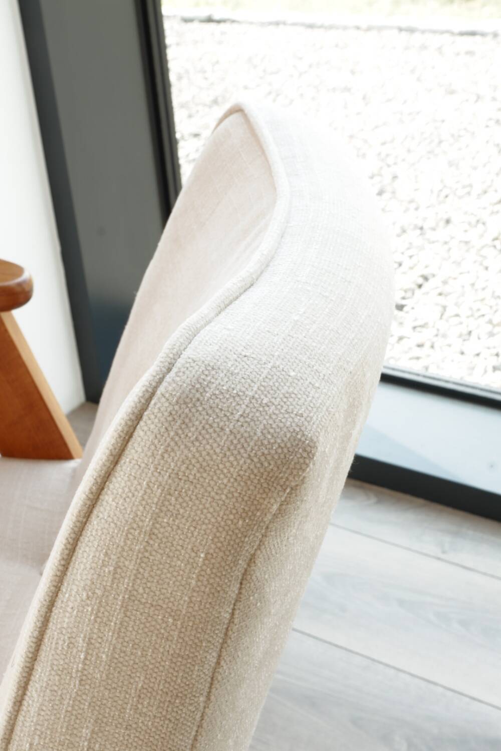 Vintage armchair in natural ecru linen, model 366