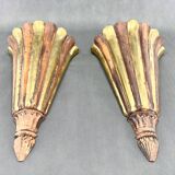 Appliques anciennes en bois et laiton, France
