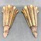 Antique Wood & Brass Wall Lights, France