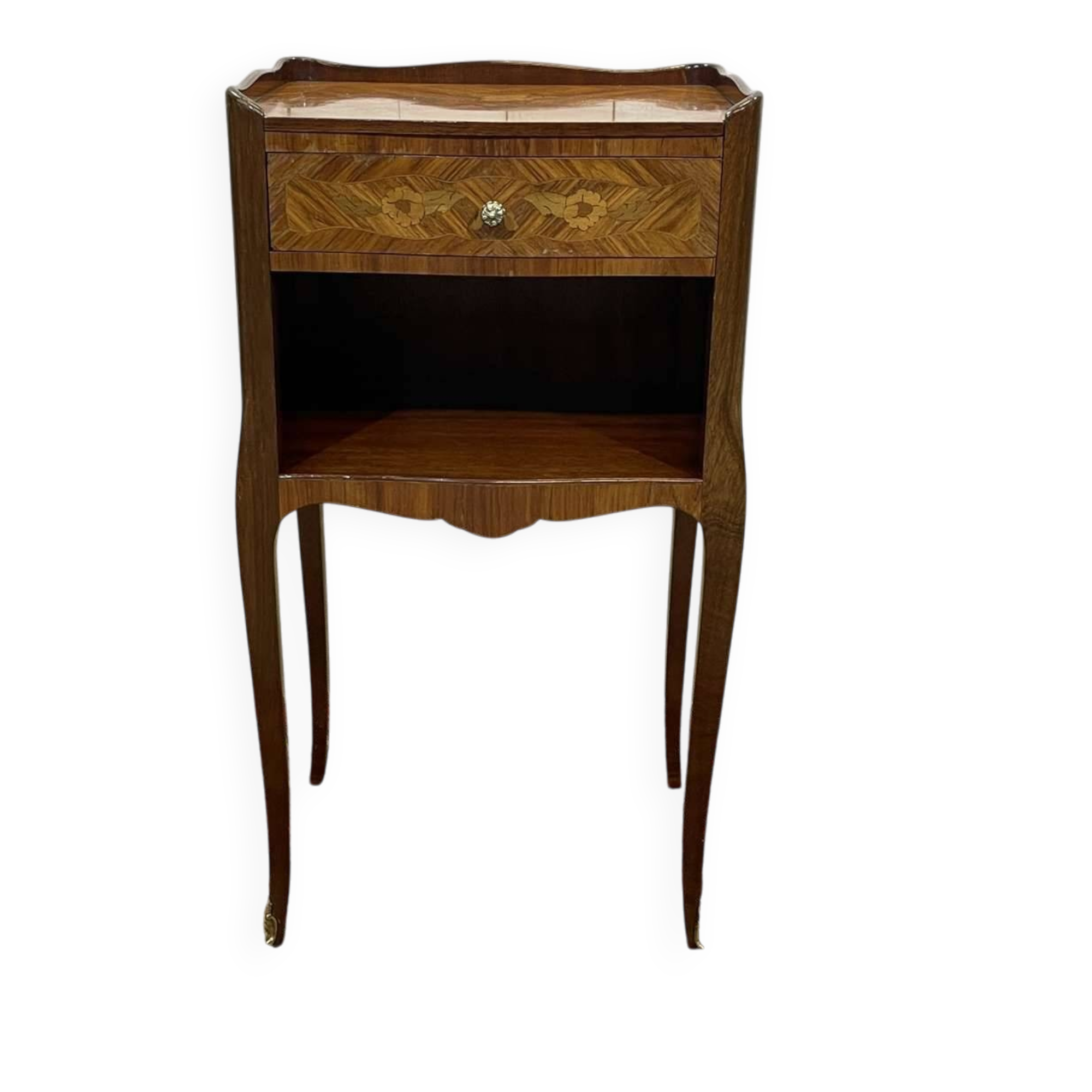 Louis XV style bedside table in rosewood and oak from the 1970s.