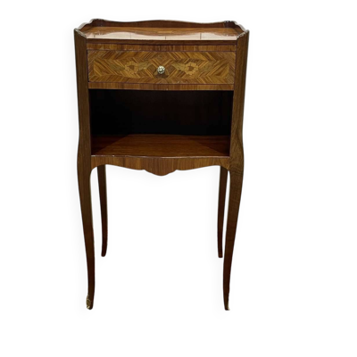 Chevet de style Louis XV en bois de rose et chêne des années 1970