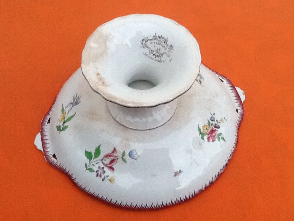 Compotier with floral decoration Faience of Sarreguemines 1960