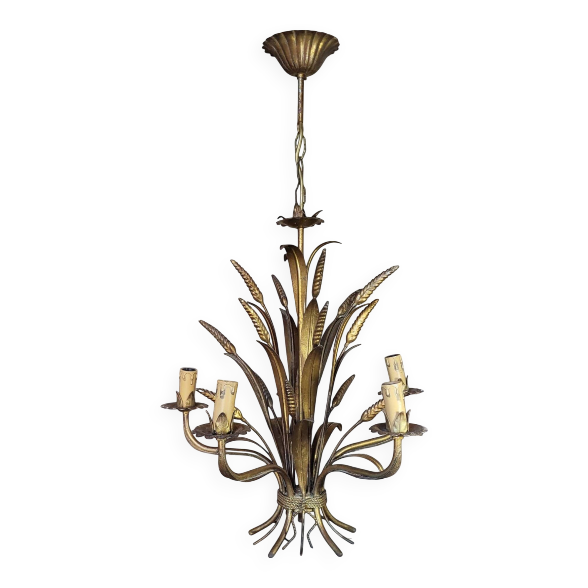 Lustre métal doré Hollywood Regency, Hans Kögl 1970's