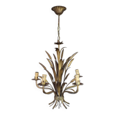 Golden metal chandelier Hollywood Regency, Hans Kögl 1970s