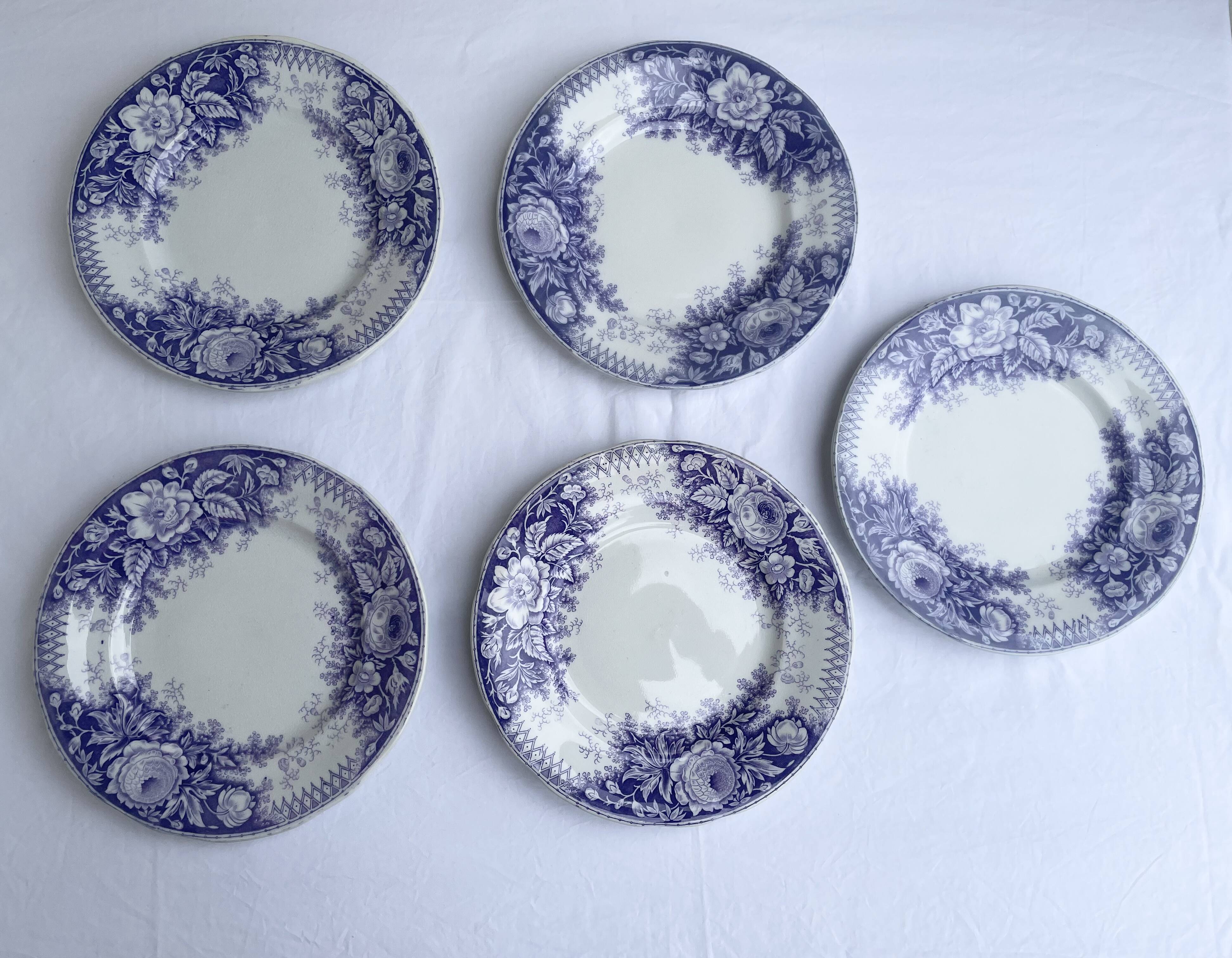 Dessert plates Sarreguemines model Jardinière 19th century