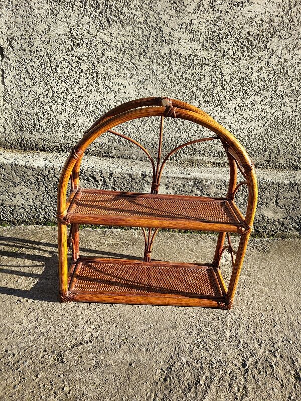 Rattan wall shelf