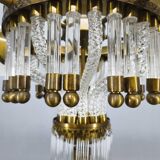 Czech Art Deco Brass and Glass Chandelier, 1950s