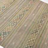 Tapis Kilim fait main rouge clair bleu 5x7 158x247 cm