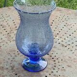 Blue blown glass tealight holder, Biot glassworks, collector's item