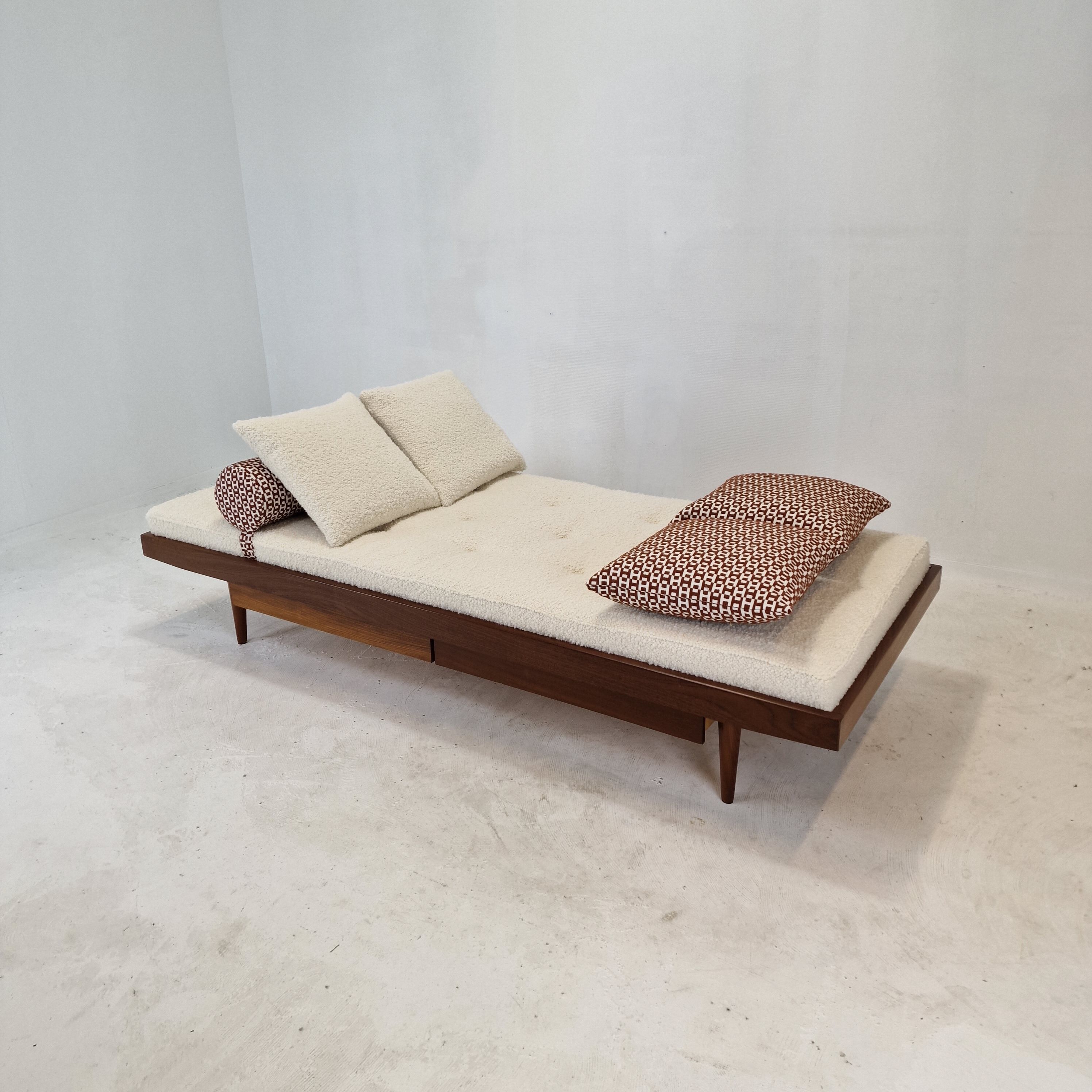 Teak Daybed with Hermes Cushions and Bolster, 1960s
