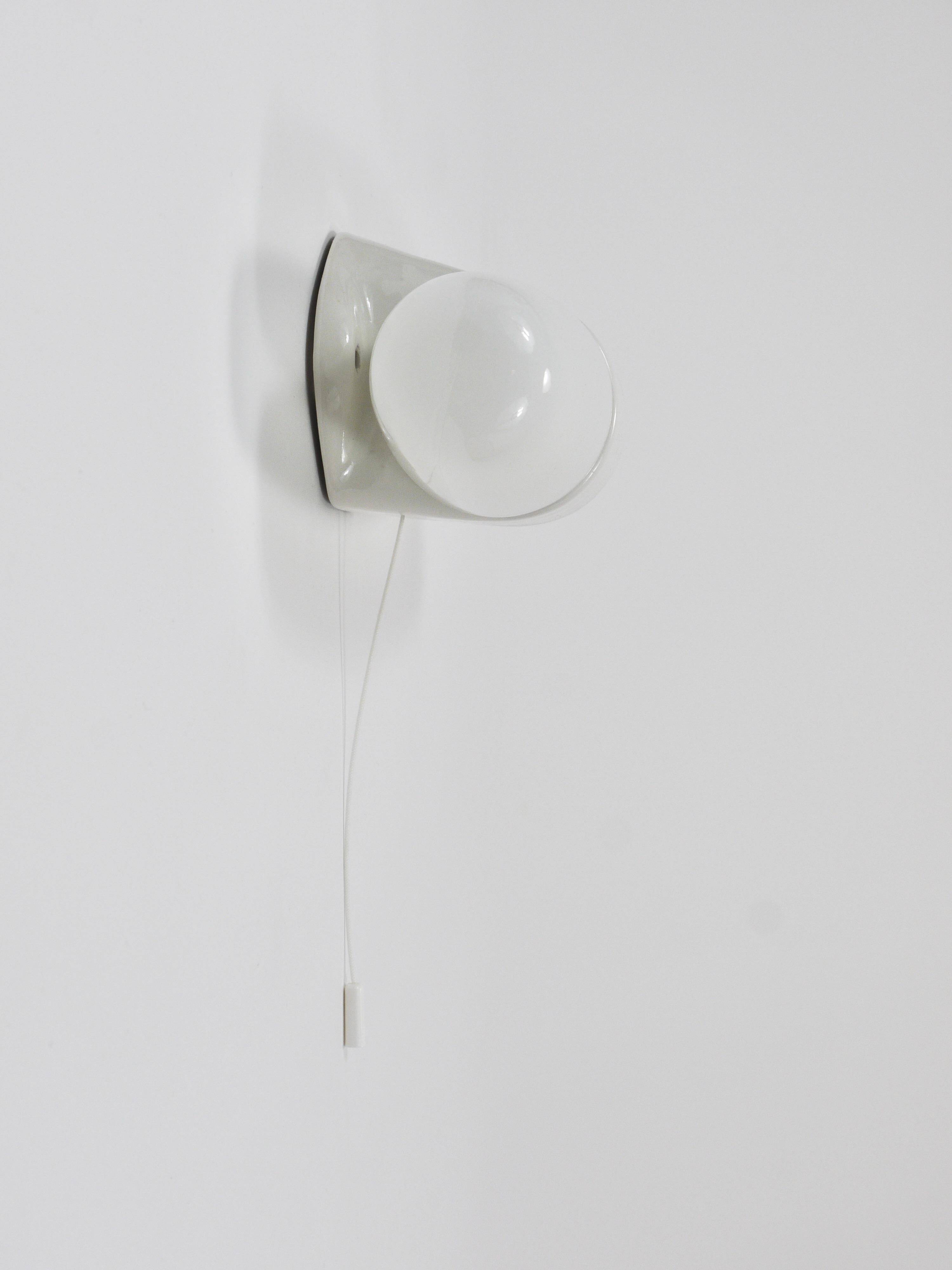 White double wall lamp Bauhaus Wilhelm Wagenfeld, Linder Germany, 1950s
