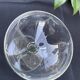 5 blown glass champagne glasses with cut bee decoration